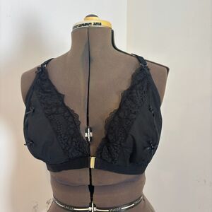Cacique size 42DD Black Lace Strappy Coquette Comfort Bralette